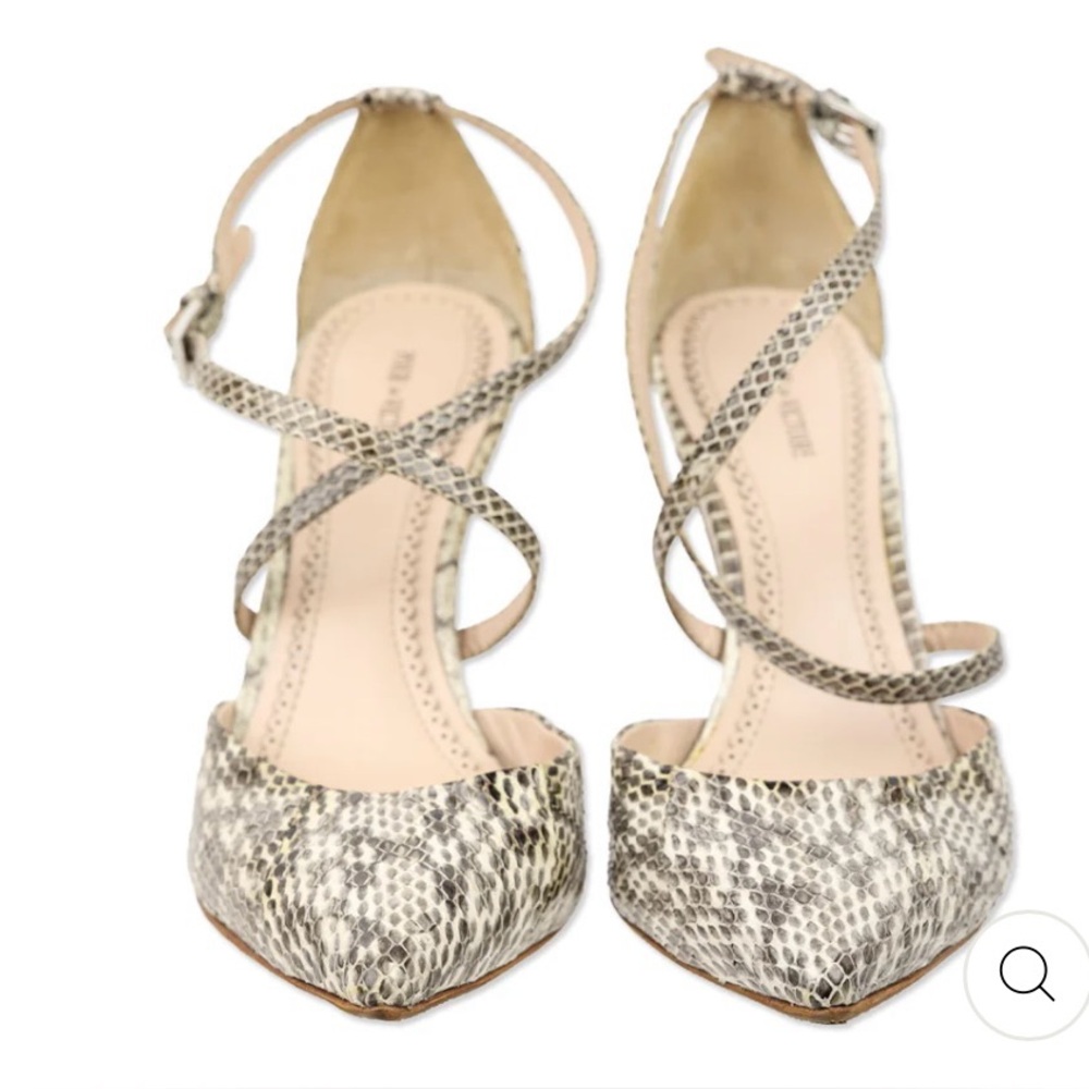 Pour La Victoire Cheyenne Snakeskin Leather Ankle-Strap D'Orsay Pumps